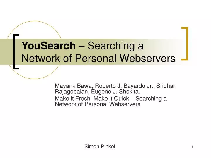 yousearch searching a network of personal webservers