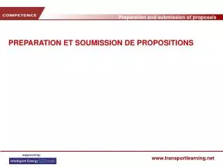 preparation et soumission de propositions