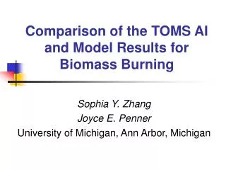 Comparison of the TOMS AI and Model Results for Biomass Burning