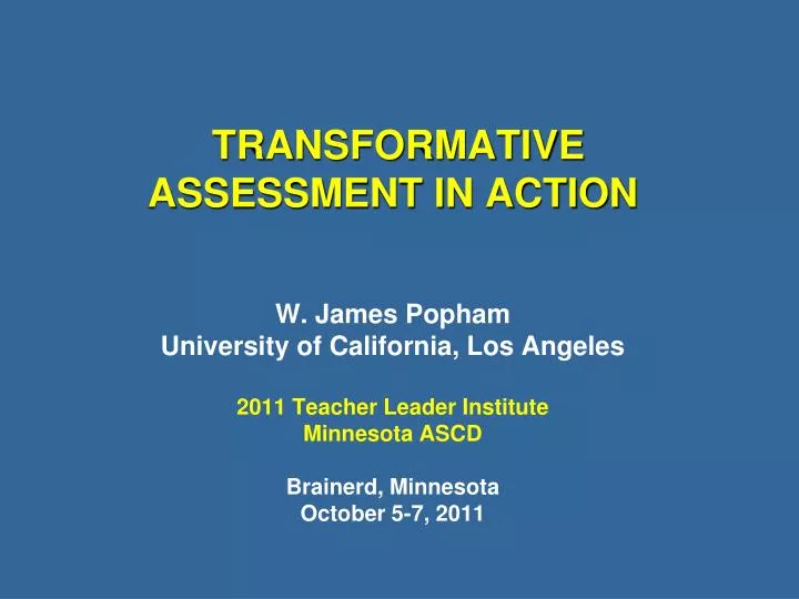 transformative assessment in action