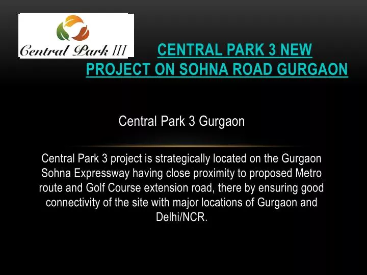 central park 3 new project on sohna road gurgaon
