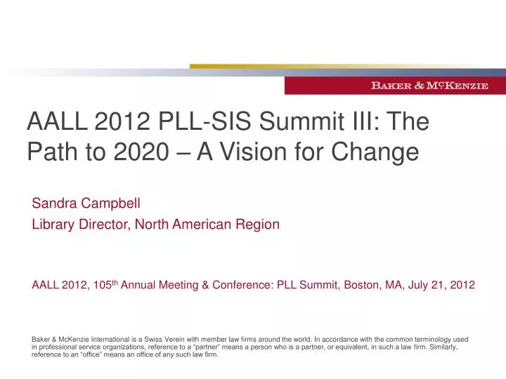 aall 2012 pll sis summit iii the path to 2020 a vision for change