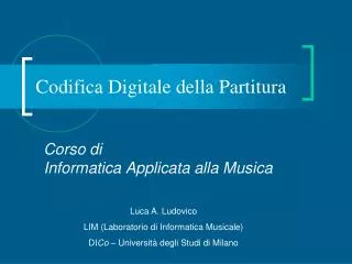 codifica digitale della partitura