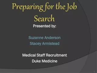 Preparing for the Job Search