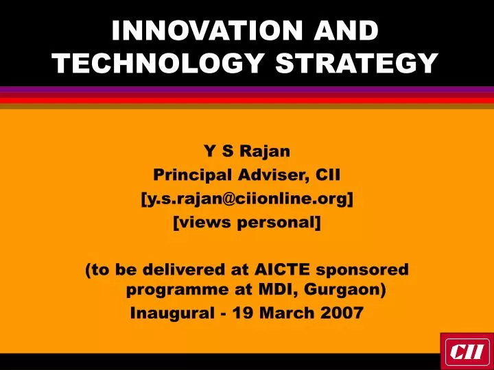 innovation and technology strategy