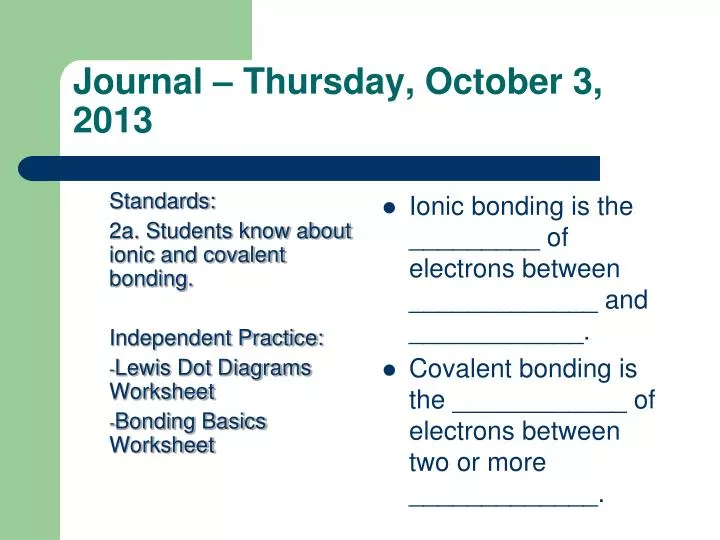 journal thursday october 3 2013