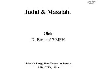 judul masalah