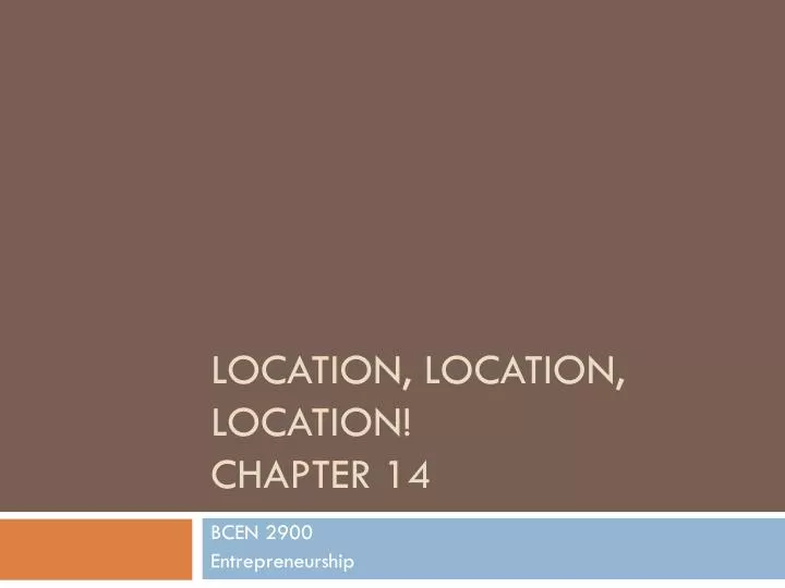 location location location chapter 14