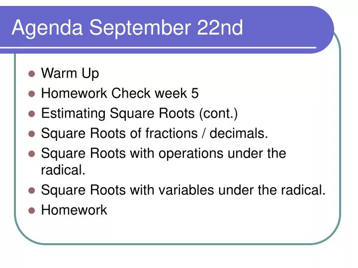 agenda september 22nd