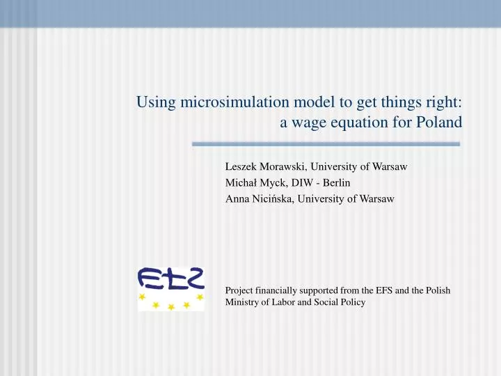 using microsimulation model to get things right a wage equation for poland