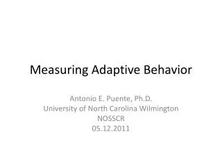 Measuring Adaptive Behavior