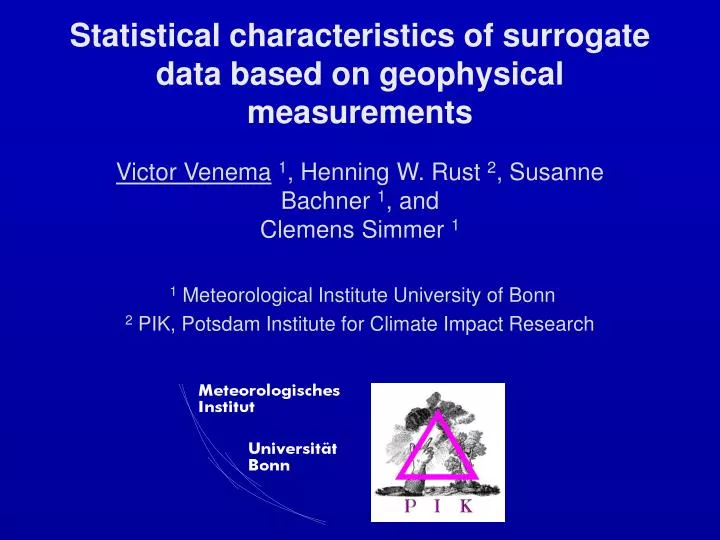statistical characteristics of surrogate data based on geophysical measurements