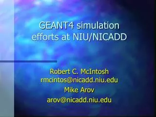 GEANT4 simulation efforts at NIU/NICADD