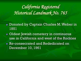 California Registered Historical Landmark No. 765