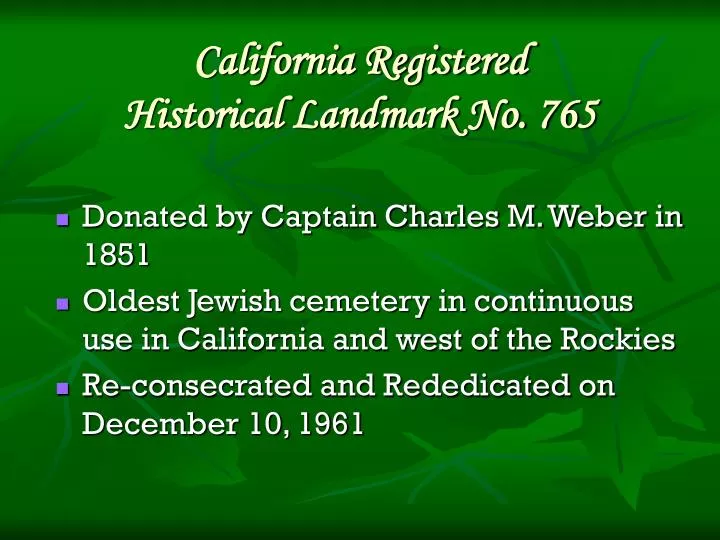 california registered historical landmark no 765