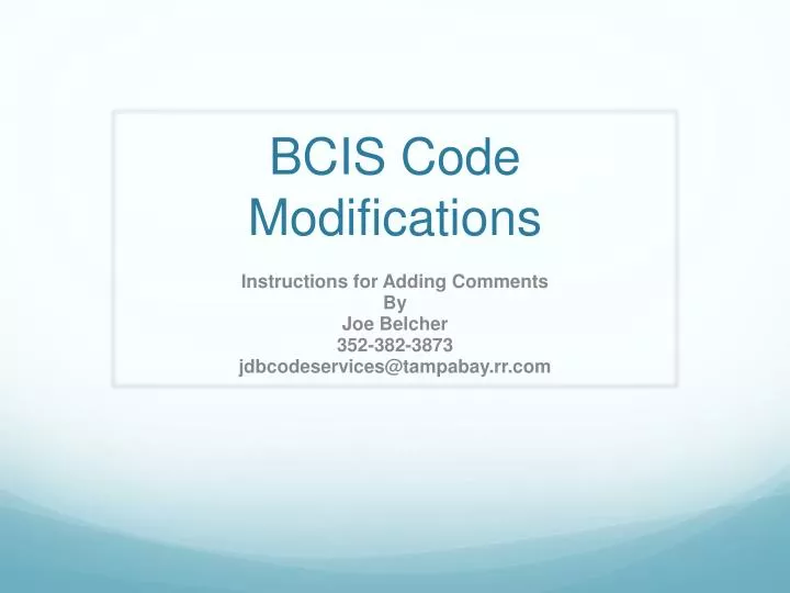 bcis code modifications