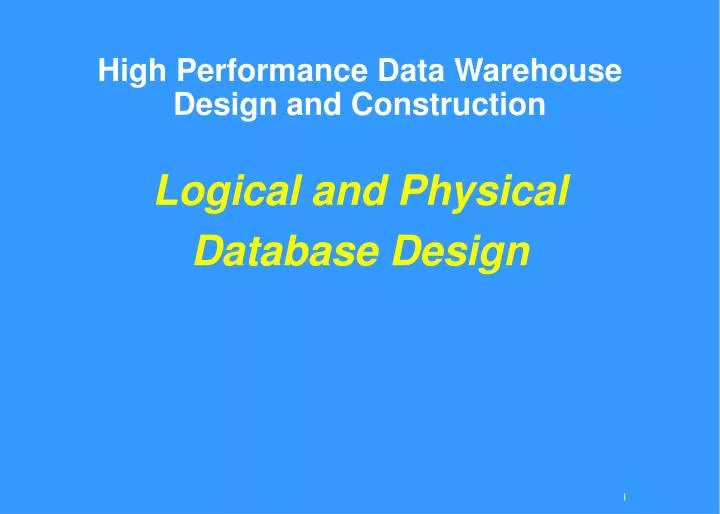 high performance data warehouse design and construction