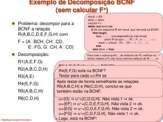 exemplo de decomposi o bcnf sem calcular f