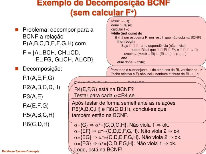 exemplo de decomposi o bcnf sem calcular f