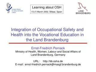 Ernst-Friedrich Pernack Ministry of Health, Women, Labour and Social Affairs of