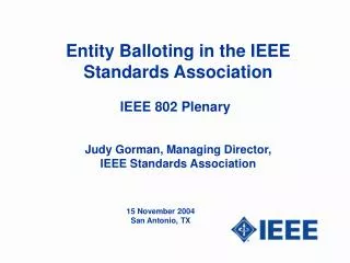 Entity Balloting in the IEEE Standards Association
