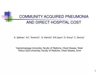 COMMUNITY ACQUIRED PNEUMONIA AND DIRECT HOSPITAL COST
