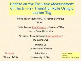 Update on the Inclusive Measurement of the b ? s? Transition Rate Using a Lepton Tag