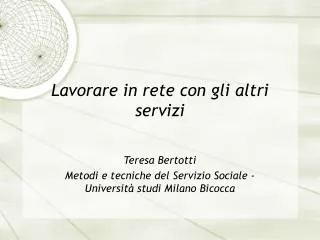 lavorare in rete con gli altri servizi