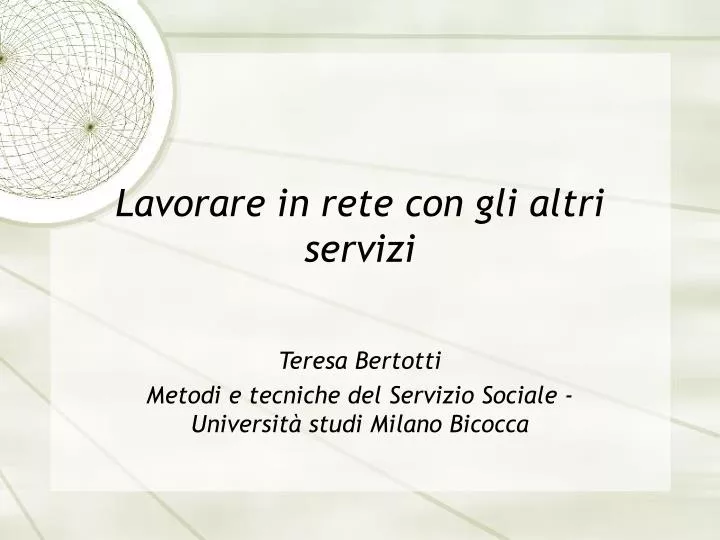 lavorare in rete con gli altri servizi