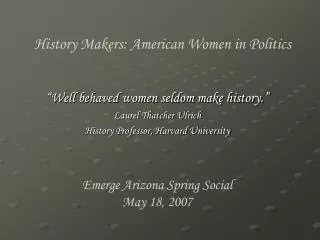 History Makers: American Women in Politics