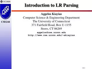 Introduction to LR Parsing