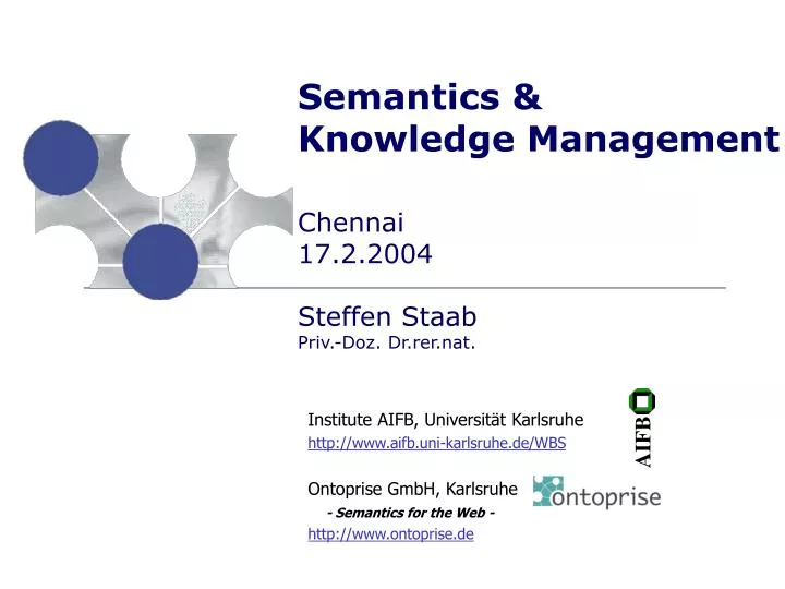 semantics knowledge management chennai 17 2 2004 steffen staab priv doz dr rer nat