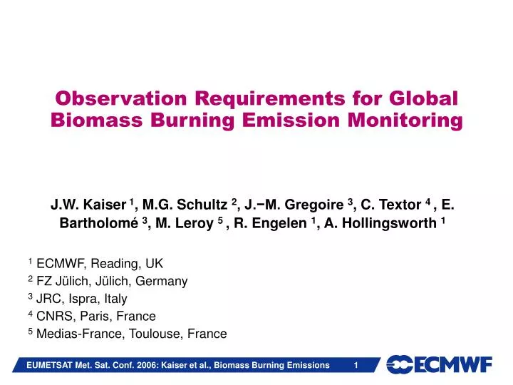 observation requirements for global biomass burning emission monitoring