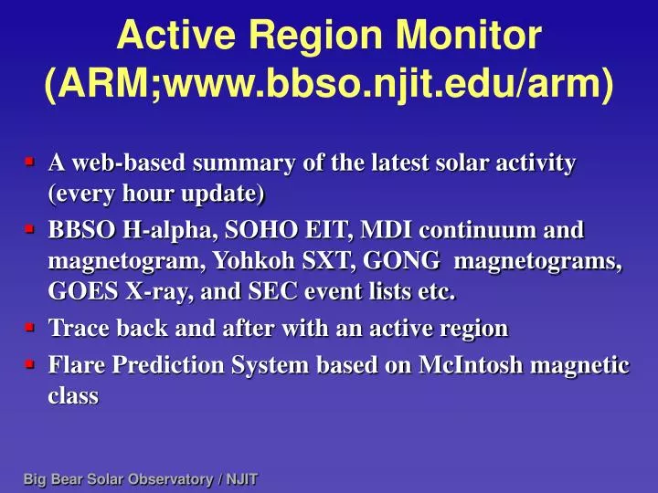 active region monitor arm www bbso njit edu arm