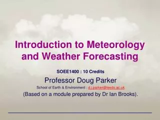 Introduction to Meteorology and Weather Forecasting