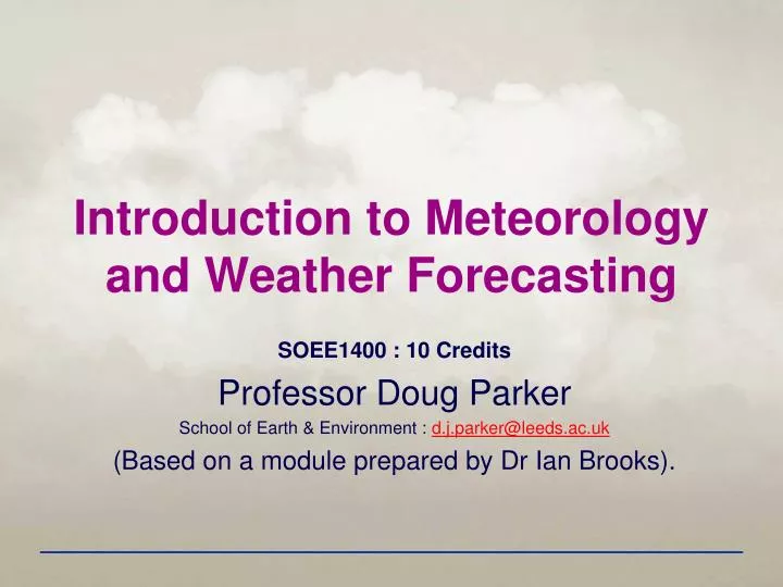 introduction to meteorology and weather forecasting
