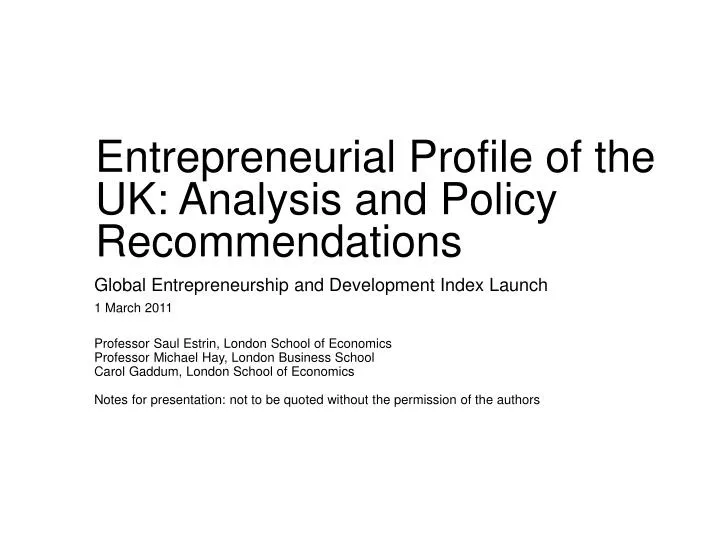 entrepreneurial profile of the uk analysis and policy recommendations
