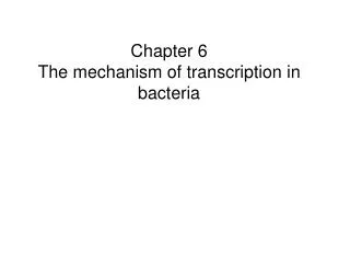 Chapter 6 The mechanism of transcription in bacteria