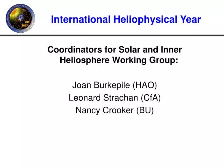 international heliophysical year