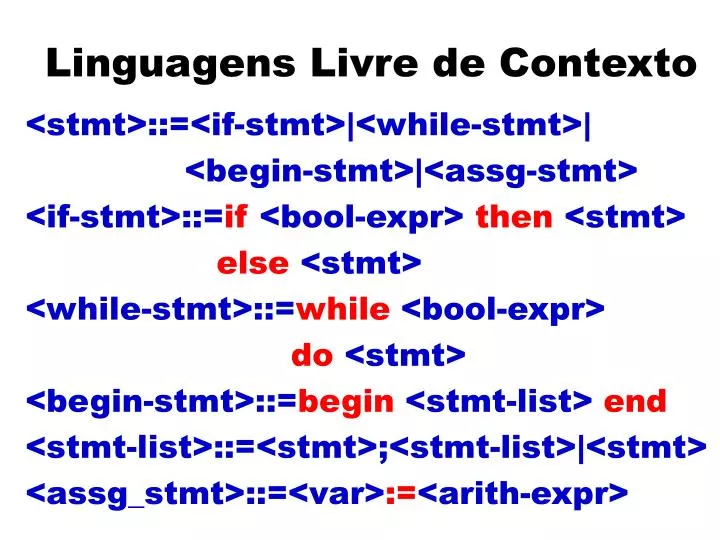 linguagens livre de contexto