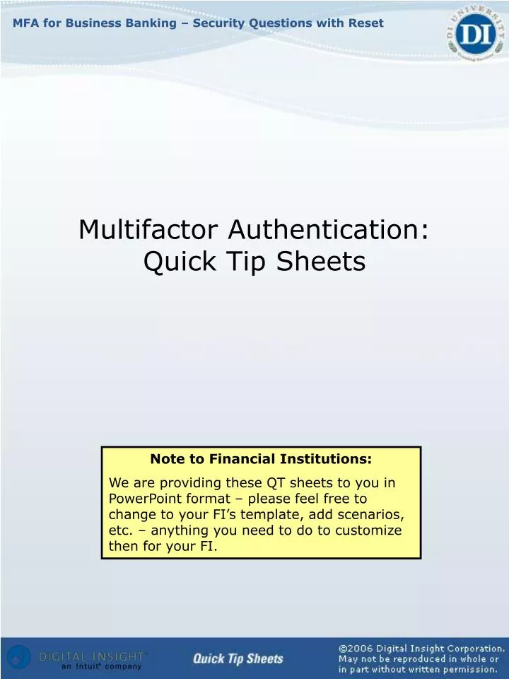 multifactor authentication quick tip sheets