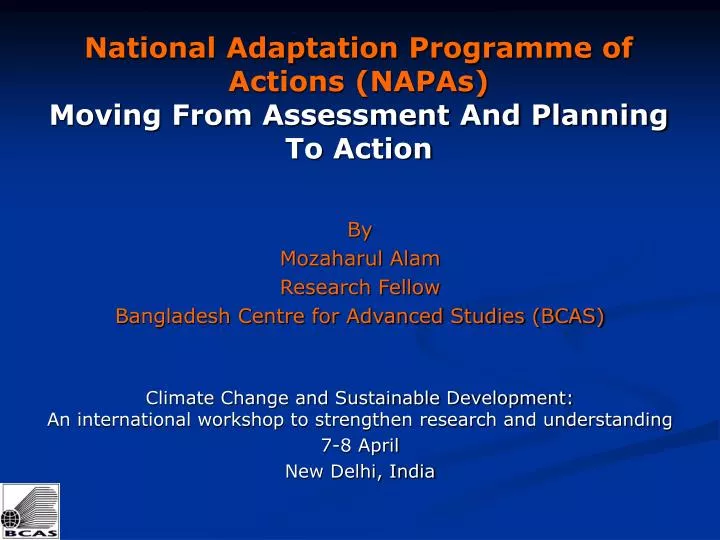 national adaptation programme of actions napas moving from assessment and planning to action