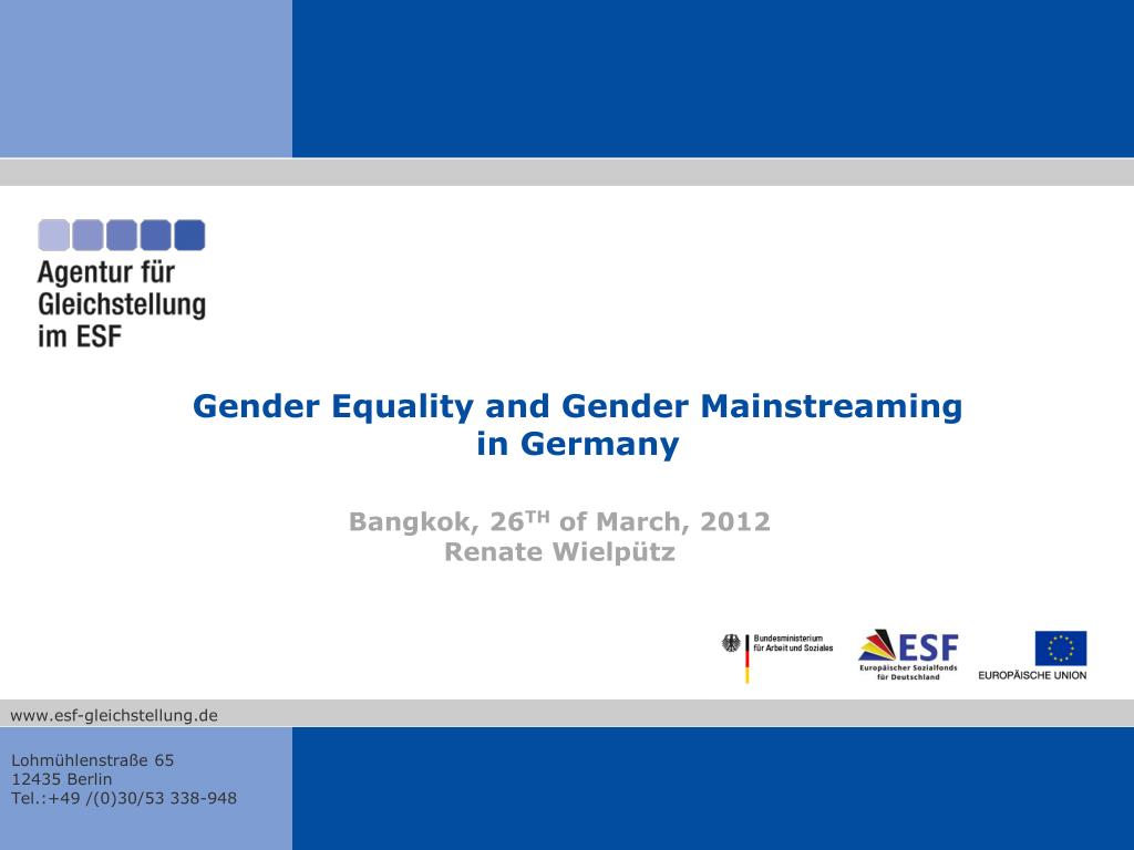 PPT - Gender Equality and Gender Mainstreaming in Germany PowerPoint ...