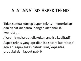 alat analisis aspek teknis