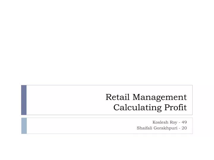 retail management calculating profit