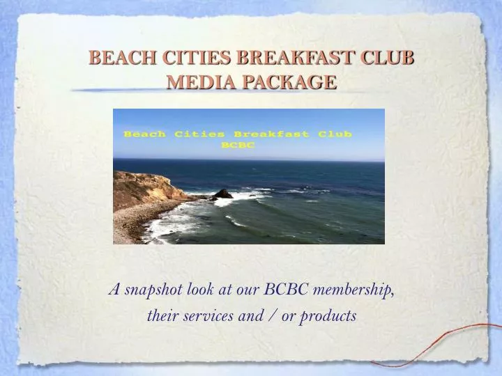 beach cities breakfast club media package