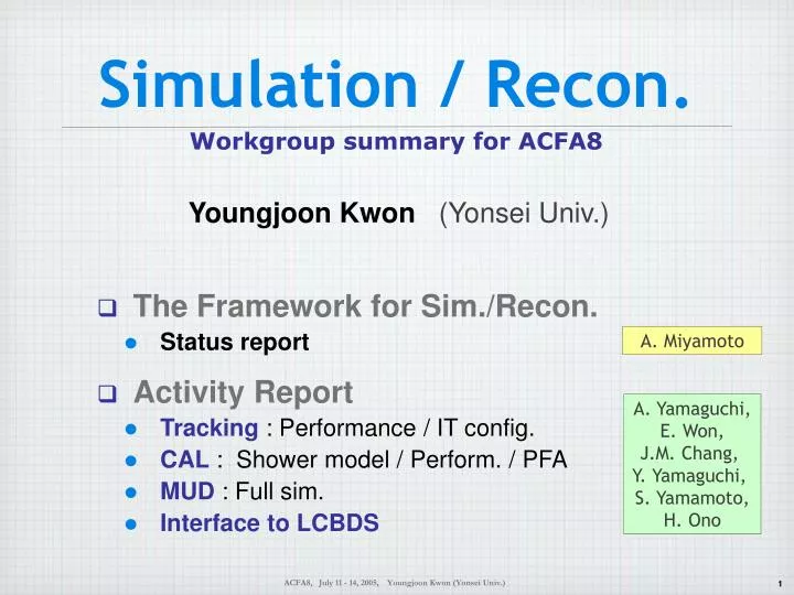 simulation recon workgroup summary for acfa8