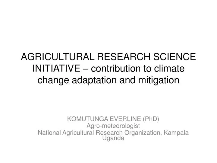 agricultural research science initiative contribution to climate change adaptation and mitigation