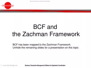 BCF and the Zachman Framework