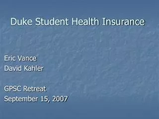 Duke Student Health Insurance